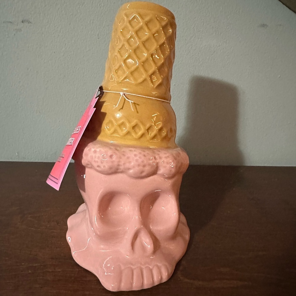 HERE LIES SUMMER Pink Skull Ice Cream Cone Halloween Summerween Viral Decor NEW
